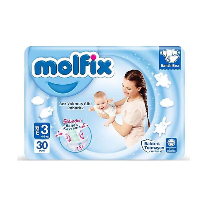 Bebek Bezi Beden 3 4-9 Kg Midi 30'li