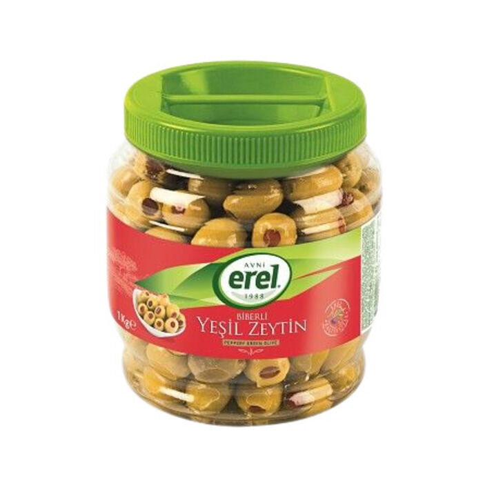 Avni Erel Biberli Yeşil Zeytin 370 Gr
