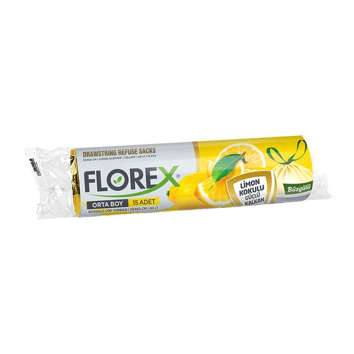 Limon Kokulu Büzgülü Orta Boy Çöp Torbası 15 Adet 55x60 Cm