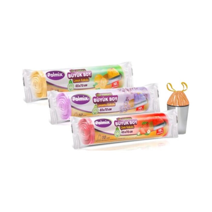 Büzgülü Çöp Torbası Büyük Boy Limon Kokulu 10'lu