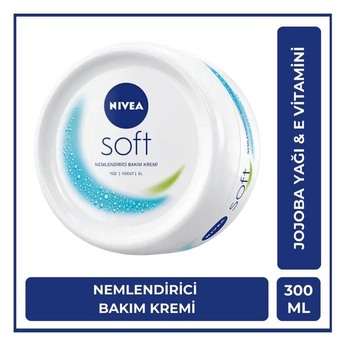 Soft Nemlendirici Bakım Kremi Yüz Vücut El 300 Ml Jojoba Yağı Ve E Vitamini Tüm Ciltler