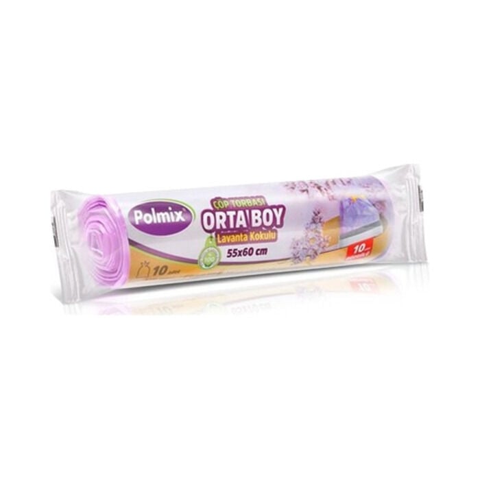 ORTA BOY BÜZGÜLÜ ÇÖP TORBASI LAVANTA KOKULU 55X60 CM 10 ADET